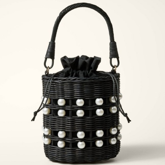 kate spade Handbags - ❤️Price Drop❤️Kate Spade Elegant Black Satchel Bag with Pearls & Gold Accents